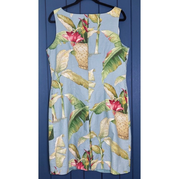 Vintage Light Blue Floral Sleeveless Dress Large Tropical Art To Wear Boho - Picture 4 of 4